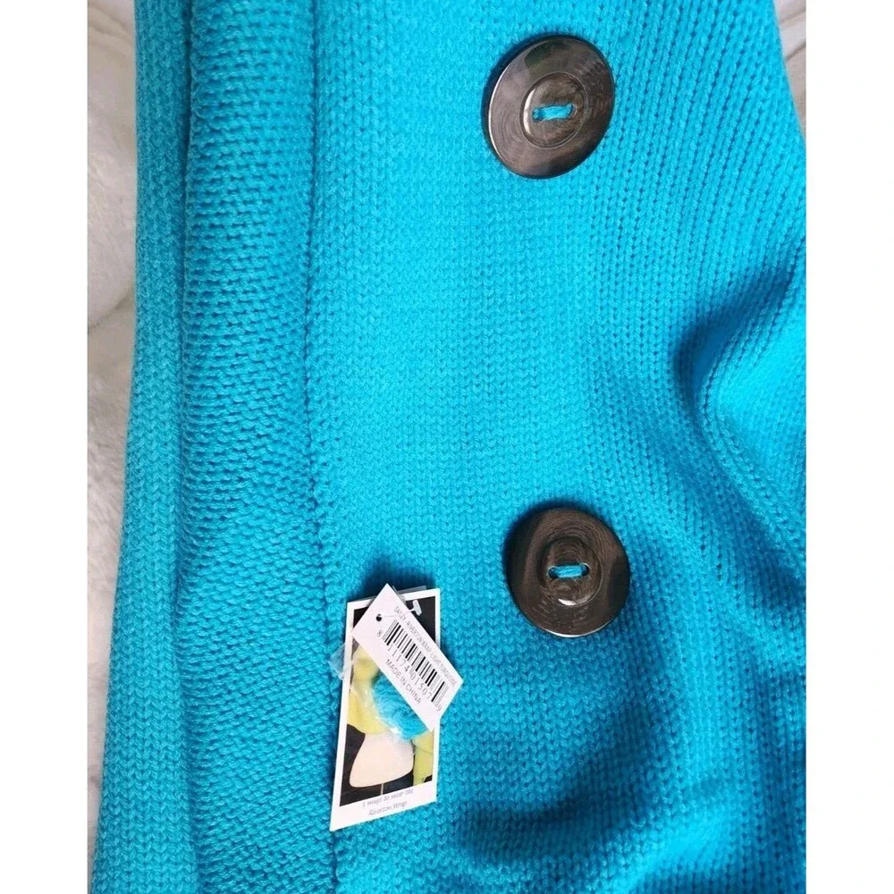 Simply Noelle Sassy Riverton Wrap- Multi Style Knit Poncho - Light Turquoise-NEW